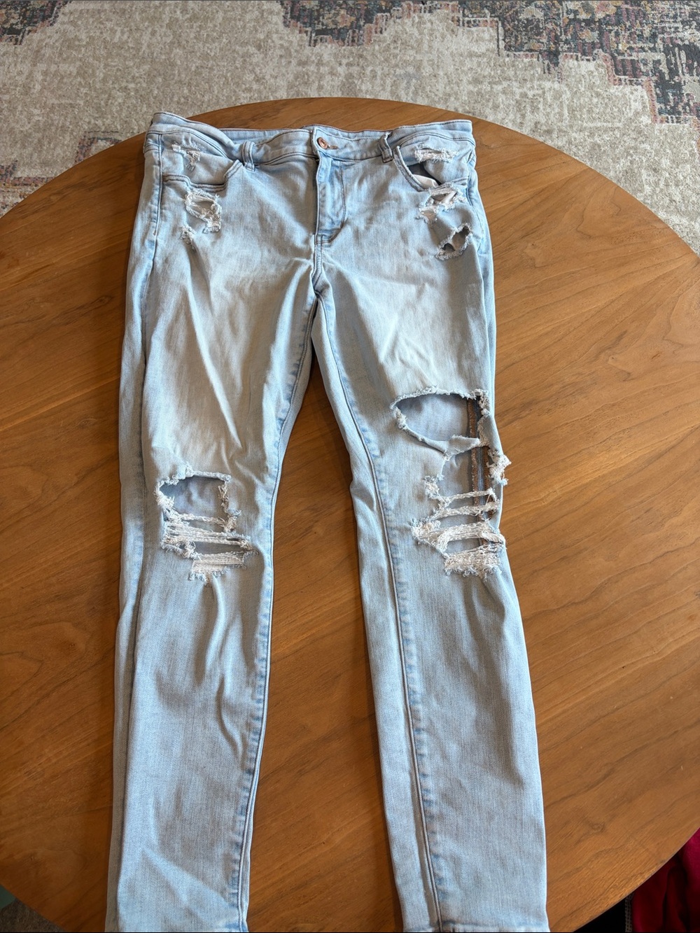 Light Blue Distressed Women's Skinny Jeans
